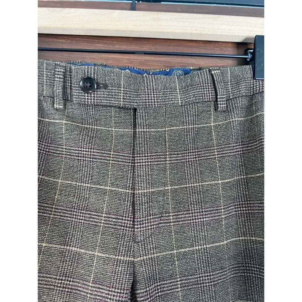 Lauren Ralph Lauren Women's Brown Plaid Flat Front‎ Pockets Dress Pants